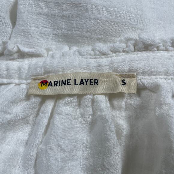 Marine Layer Shirt Women Small Nixi Puff Sleeve Top Collarless Boho White - Picture 7 of 9